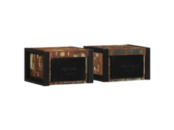 Vidaxl Mesas De Cabeceira, 2 Pcs, 40x35x25cm Madeira Maciça Recuperada