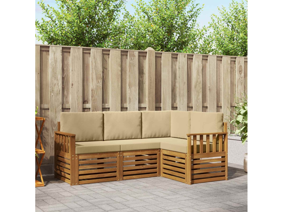 Vidaxl Conjunto De Sofás Para Exterior 4 Unid. Natural E Bege