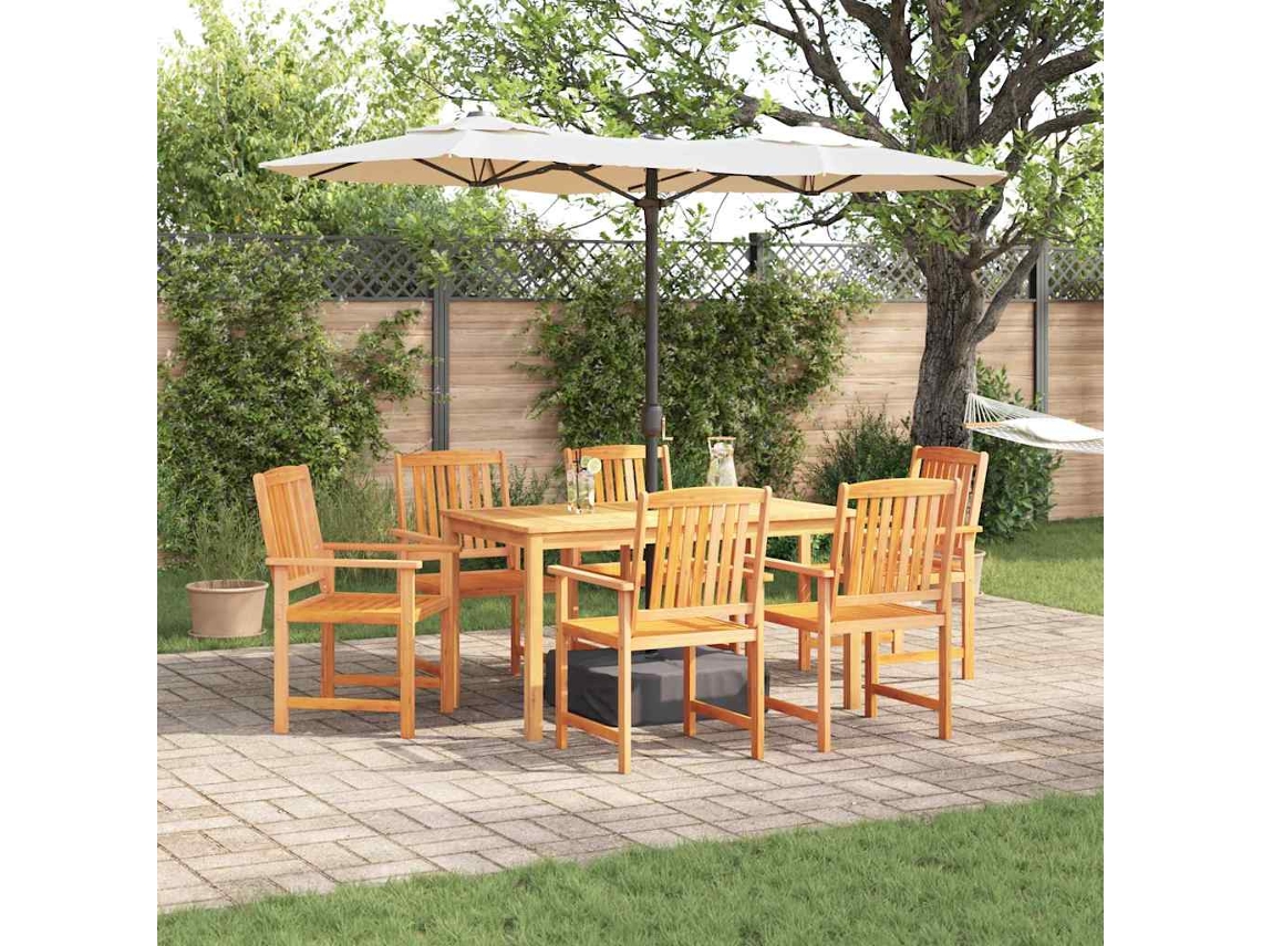 Vidaxl Conjunto De Jantar Para Jardim 7 Pcs Castanho