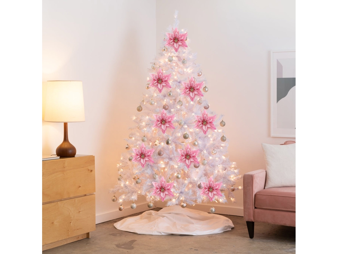 Decorações De Poinsettias Plásticas Com Caule E Clips 12 Flores