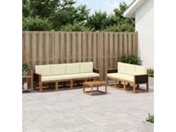 Vidaxl Conjunto De Sofás Para Exterior 7 Unid. Natural E Creme