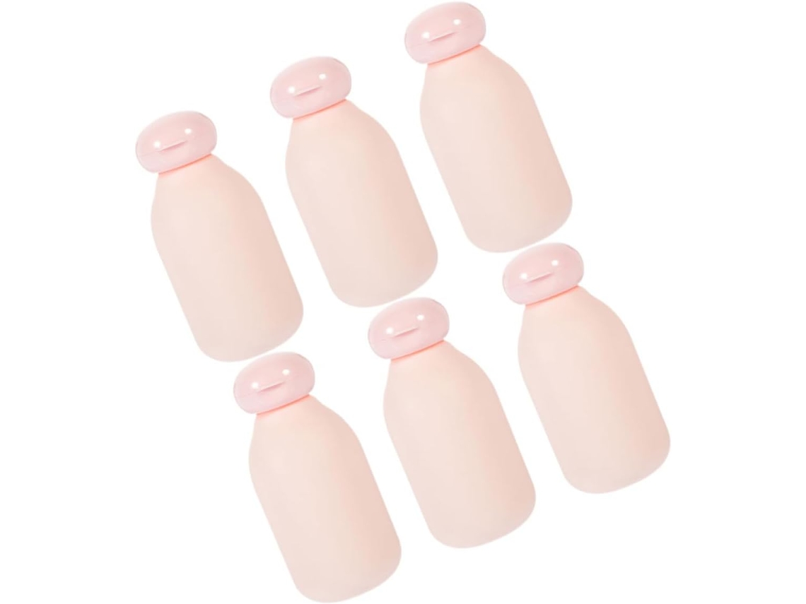 Conjunto de 6 frascos de viagem vazios cor-de-rosa, 100ml, à prova de vazamentos e resistentes ao ar.