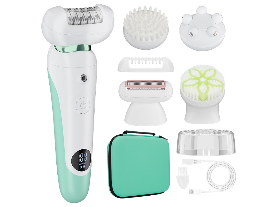 Escova de limpeza facial elétrica 5 em 1 para mulheres, escova facial úmida e seca YWP