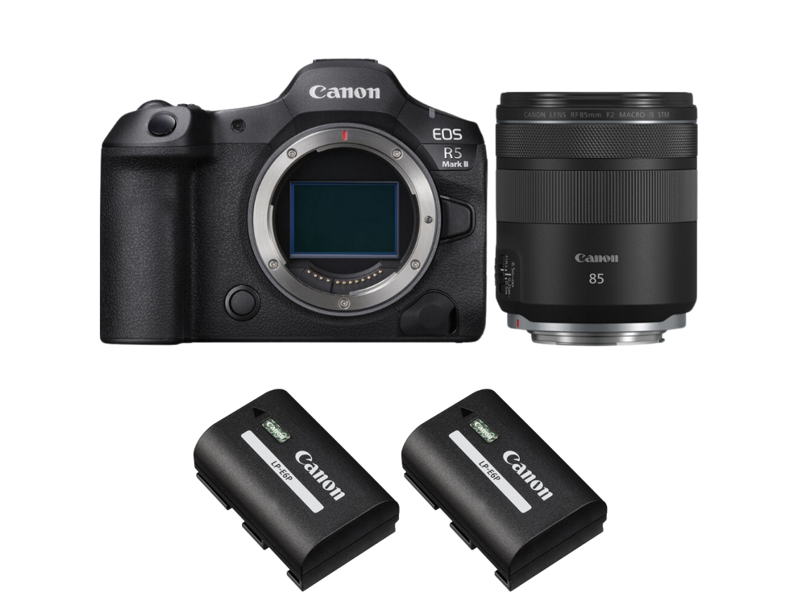 Eos R5 Mark Ii + Rf 85mm F/2 Macro Is Stm + 2 Canon Lp e6p + Ebook “20 Dicas para Fotos Que Impressionam” CANON