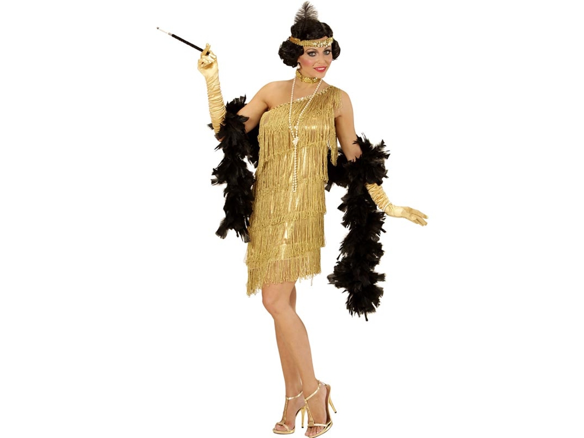Traje clássico feminino de Charleston dourado