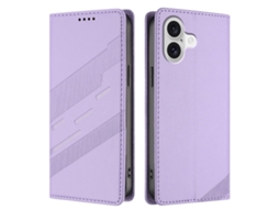 Capa Carteira Para Iphone 17 Estilo Punk Com Estampa - Roxo Claro