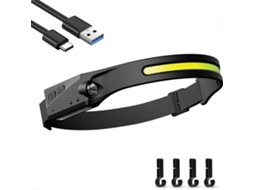 Lanterna Frontal Led Recargável Usb Impermeável com Sensor e 5 Modos para Camping, Caminhada e Ciclismo | S/MARCA