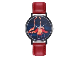 Reloj De Cuero Pu Para Hombre Y Mujer Moda Simple Cadena Quartz K026-h Rojo