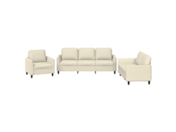 Maison Exclusive - 3 Pcs Conjunto Sofás C/ Almofadões Couro Artificial Cor Creme