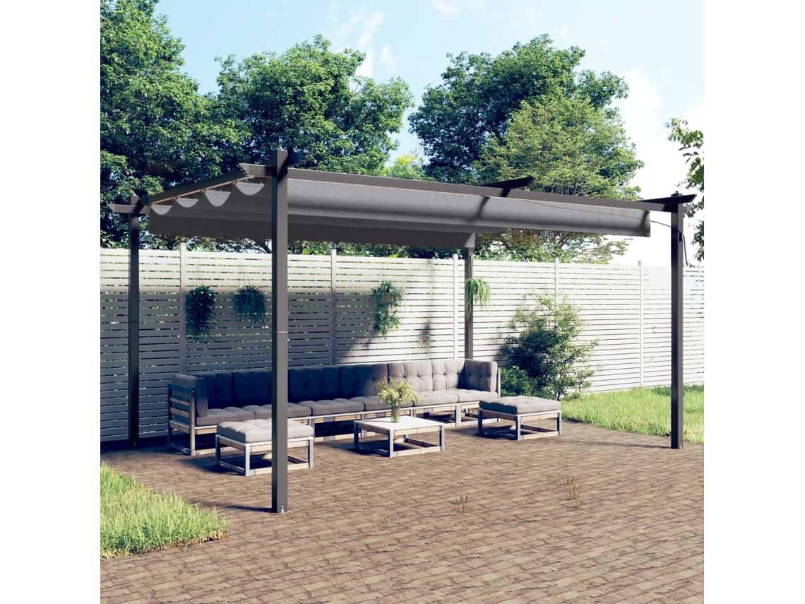 Vidaxl Gazebo De Jardim Com Telhado Retrátil 4x3 M Antracite