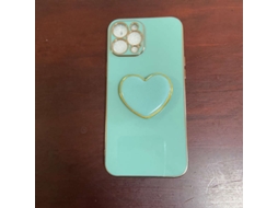 Capa de Telefone Yue Xinghui Compatível com Iphone Design de Coração Verde Capim Leiteiro EOOCOO (suporte de Coração Eletroplatado)