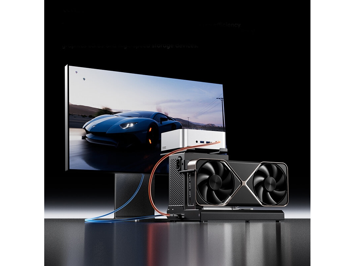 Dock EGPU Aoostar EG02 Preto com portas TB5 e interface Oculink PCIe 4.0x4 de alta velocidade (MDUG)
