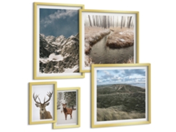 Conjunto De Pinturas Natureza Selvagem Montanhas Majestosas Espelharte (5 Peças)
