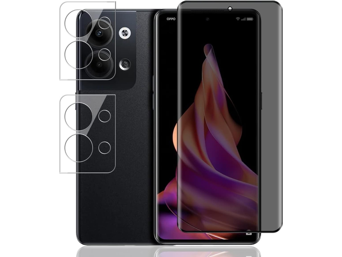 Conjunto de Protectores de Lente Contém Peça Proteção Antiespião Traseira para Oppo Reno 9 5G HONGWE. (2un)