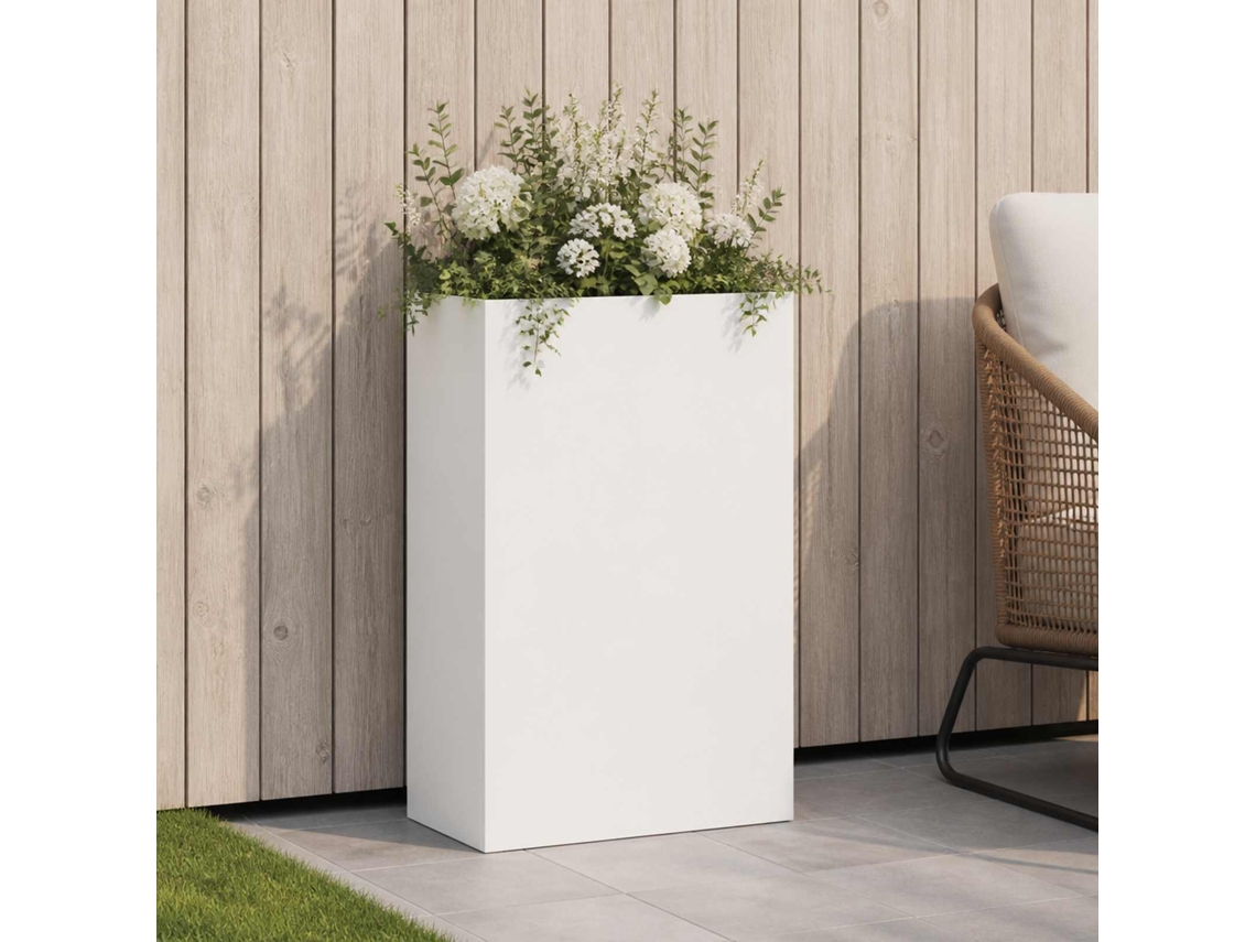Vidaxl Vaso De Jardim Branco 40 X 20 X 75 Cm Aço Laminado A Frio