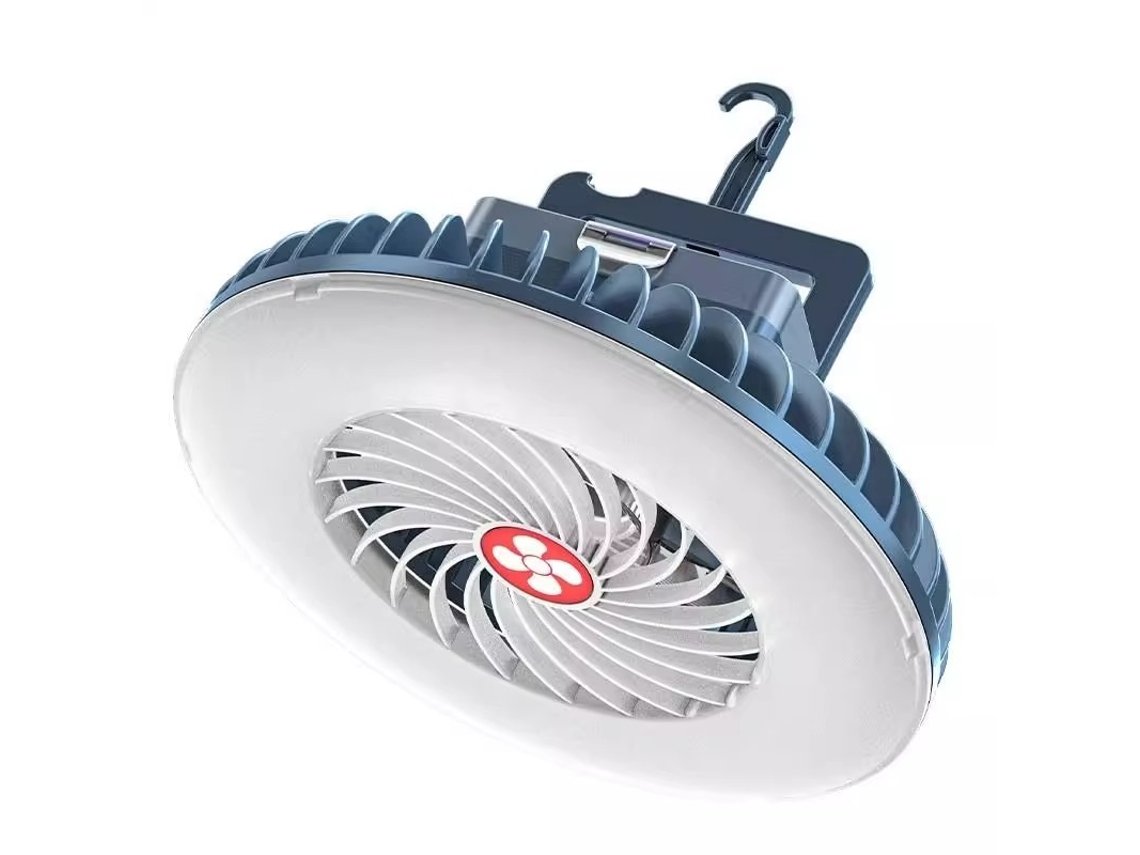 Ventilador Portátil Para Camping Com Lanterna Led, Silencioso E Com 3 Velocidades, Recarregável Via Usb, Viagens E Emergências, Para Camping
