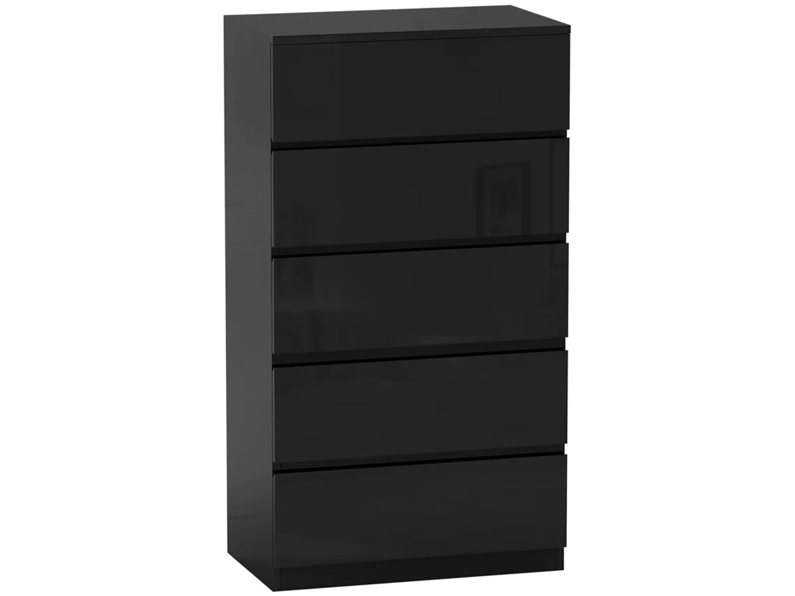 Cómoda com 5 Gavetas Melamina de Madeira Cor Preto 55x34x100 cm Homcom