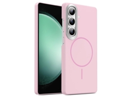 Capa Para Samsung Galaxy S23 Fe 5g Fina Circular Magsafe À Prova De Choque Dourada Em Policarbonato Rosa