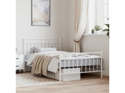 Vidaxl Estrutura De Cama Com Cabeceira E Pés 107x203 Cm Metal Branco