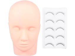 1 Conjunto de Cabeça de Manequim Leve para Treinamento de Maquiagem e Extensões.