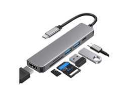 2026 adaptador Usb C 6 em 1 Hub Multiporta com Hdmi 4k Compatível com Macbook Pro Chromebook Pixel
