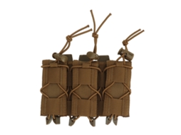 Bolsa tripla para revistas Molle 9mm, aberta, estilo curto, marrom