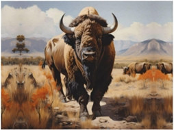 Manta de Flanela Ultramacia Phayah com Estampa Rebanho Bisontes Norte americanos Ideal para Sofá Cama Sala Est