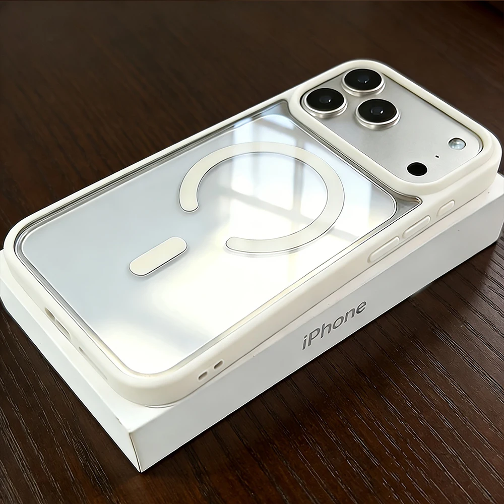 Capa Protetora Transparente E Resistente A Impactos Para Iphone (iphone 13 Pro Branco), Compatível Com Carregamento Sem Fio Magnético.
