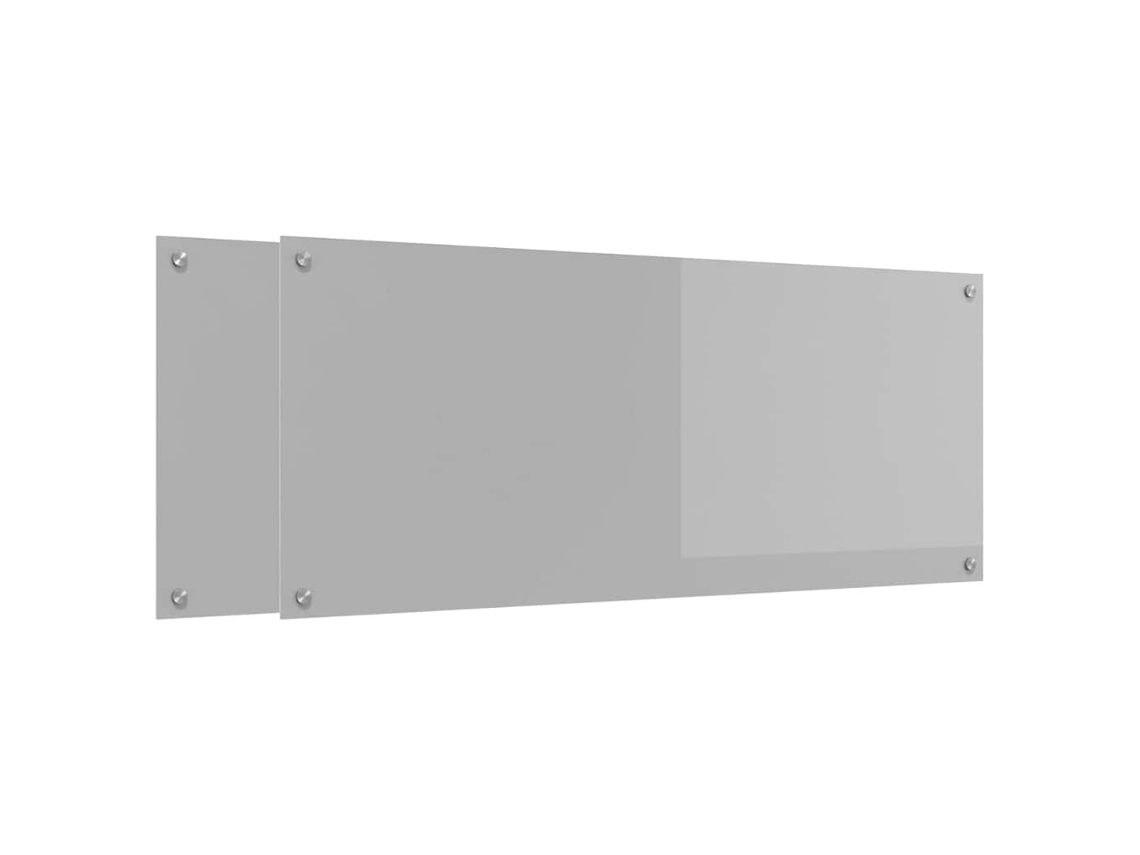 Conjunto 2 Backsplash De Vidro Temperado Para Cozinha Vidaxl Cinzento Claro Vidro Temperado