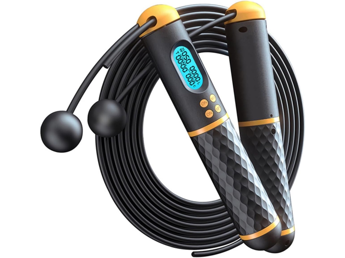Corda De Pular Com Contador Digital E Visor Alta Definição, Feita De Plástico E Com Cabo Aço, Ideal Para Exercícios Em