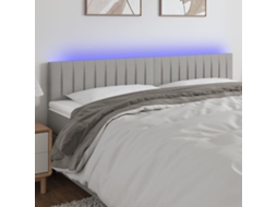 Cabeceira de cama c/luzes LED tecido 180x5x78/88 cm cinza-claro