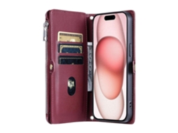Capa De Couro Com Zíper E Alça Para Iphone 15 Pro, Estilo 015