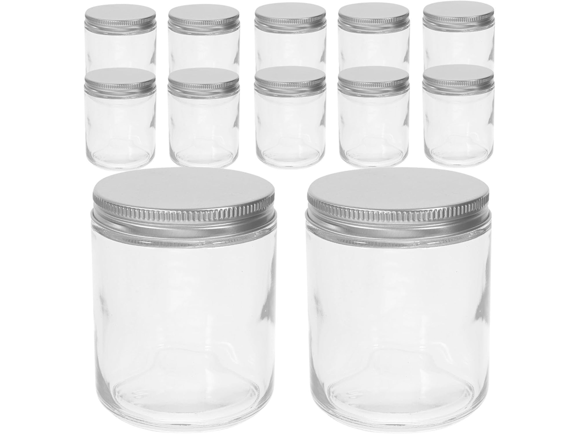 Conjunto De 12 Potes De Vidro Para Velas Com Tampa