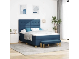 Vidaxl Cama Box com Cabeceira Azul 200 X 160 Cm Tecido