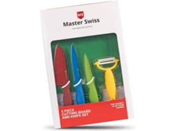 Conjunto de 3 Facas de Cozinha com Tábua de Corte MASTER SWISS
