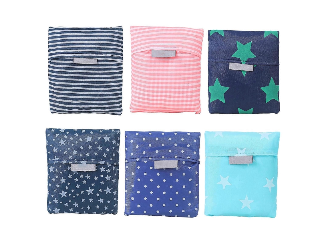Conjunto De 6 Sacolas De Compras Com Alças, Reutilizáveis, Dobráveis, Laváveis, Em Poliéster Resistente, Ideais Para Viagens E Uso Geral (kaesi)