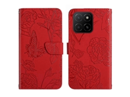 Capa De Celular Flip Em Couro Sintético Com Textura De Borboleta E Toque Suave Para Honor X8c 4g Ht03