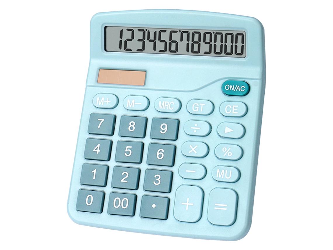 Calculadora solar multifuncional, moderna, bonita e compacta, digital, de mesa, para estudantes, casa e escola, cor azul.