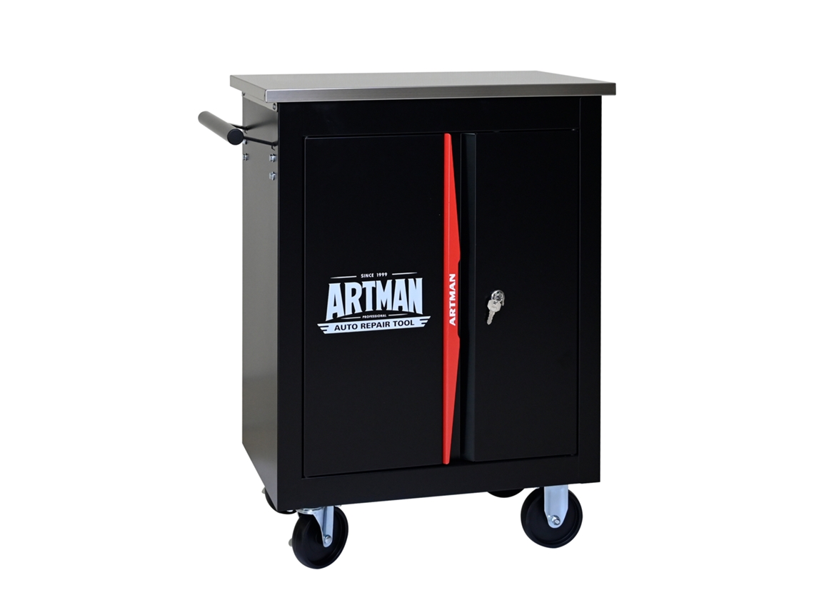 Carrinho Multifuncional Multifuncional com Porta Dupla, Tabuleiro de Portas Duplas Preto e Vermelho kd (blak Red)