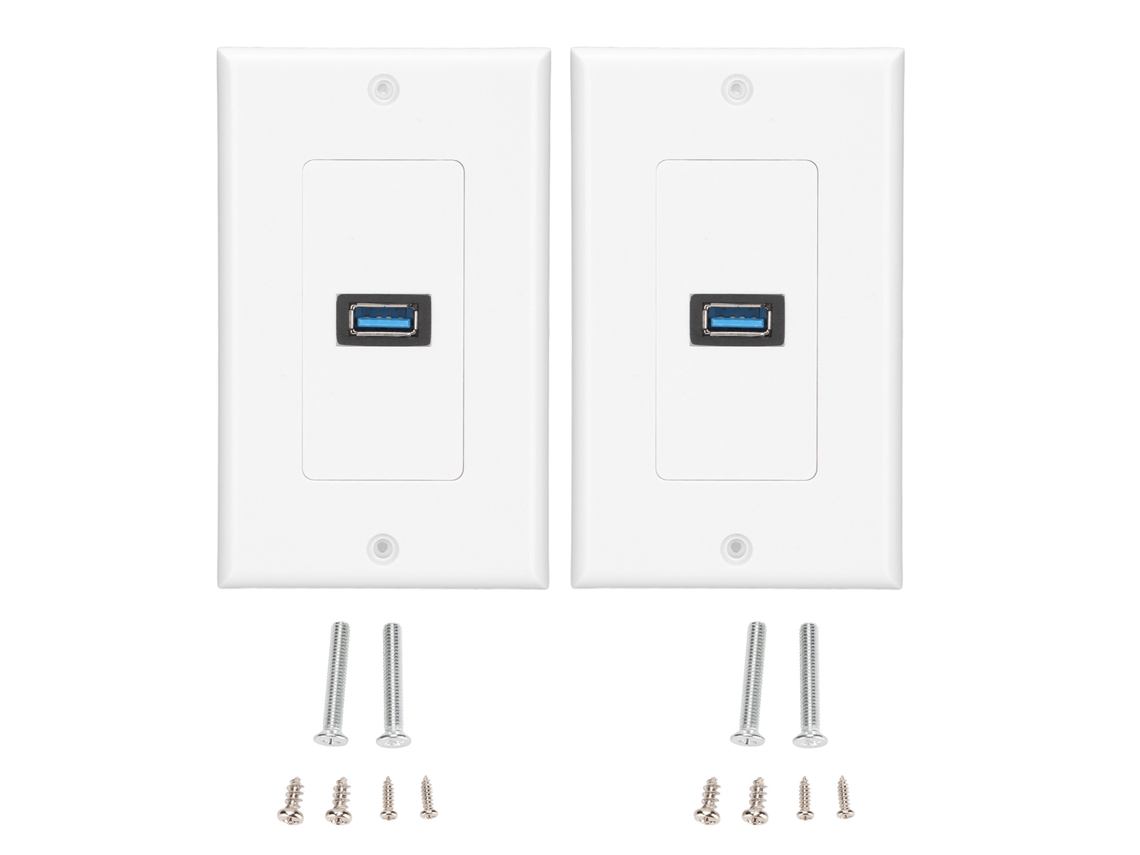 Aetheria 2pcs Placa de Parede Usb 3.0 com 2 Portas Carregamento Rápido Socket Painel para Casa Escritório Hotel