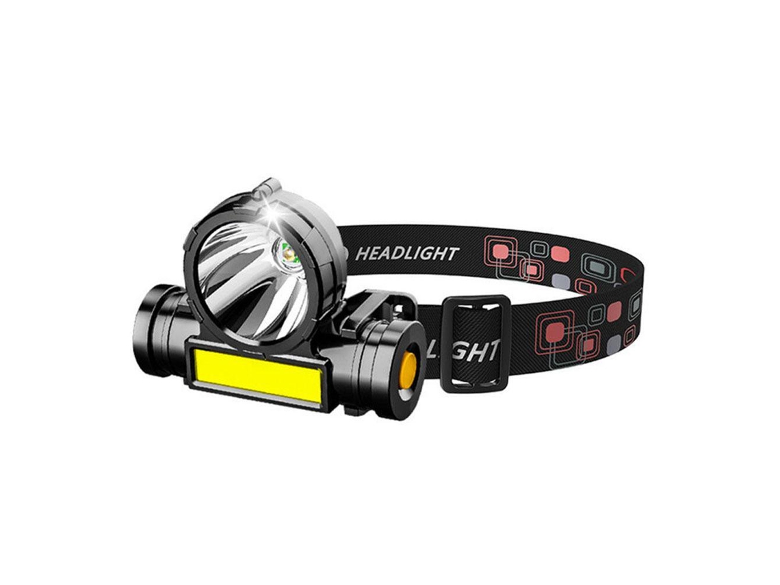 Lanterna De Cabeça Recarregável Com Sensor Led E 5 Luzes Frontais Para Camping E Buscas (preta)