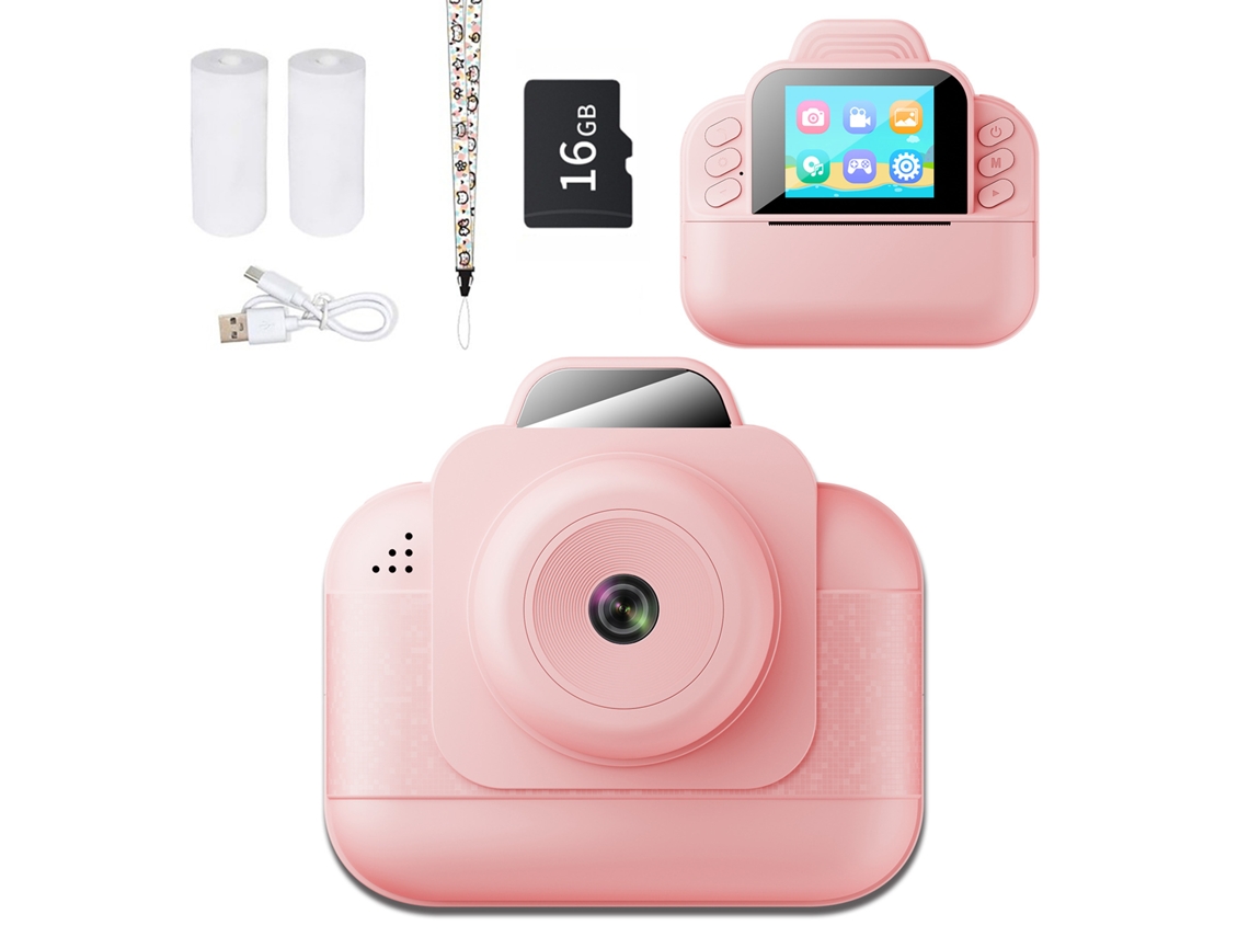 Câmera Instantânea 1080ppara Crianças, Inclui Cartão de Memória de 16 Gb CZHHMART (rosa)