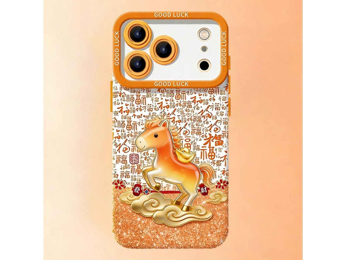 Capa De Celular À Prova De Choque Com Cobertura Total E Tema Ano Do Cavalo Em Silicone Líquido Para Iphone 16 Pro Max