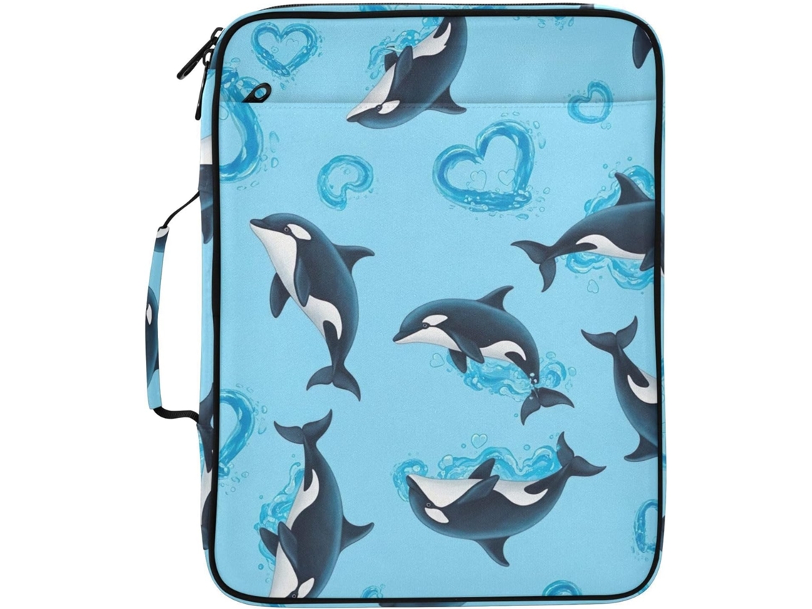 Pasta Organizadora Expansível Dolphins Azul Claro Com 7-camadas Em Formato De Sanfona, Impermeável, Ideal