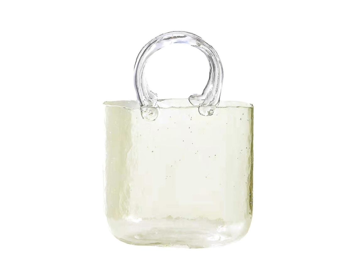 Vasos De Vidro Transparente Com Design Elegante De Bolsa, Alça E Bolhas Internas