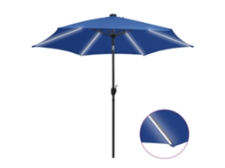 Vidaxl Guarda-sol Jardim C/ Luzes Led/poste Alumínio 300 Cm Azul-ciano