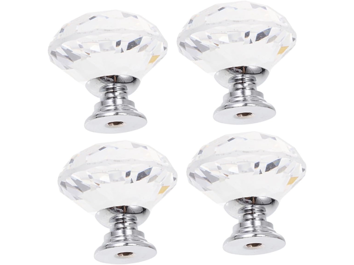 Puxador De Cristal Para Armário, Furo Único, 4 Peças, Puxador Decorativo Para Porta