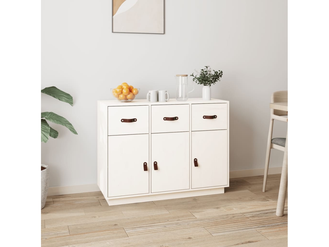 Vidaxl Aparador 100x40x75 Cm Madeira De Pinho Maciça Branco