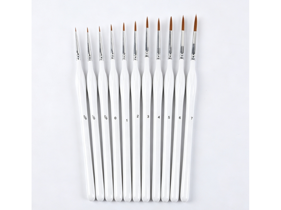 Conjunto De 11 Canetas De Desenho De Ponta Fina Com Cabo Triangular E Corpo Branco.