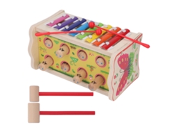 Brinquedo De Martelamento Musical De Madeira 2 Em 1 Educativo Para Bebês E Crianças